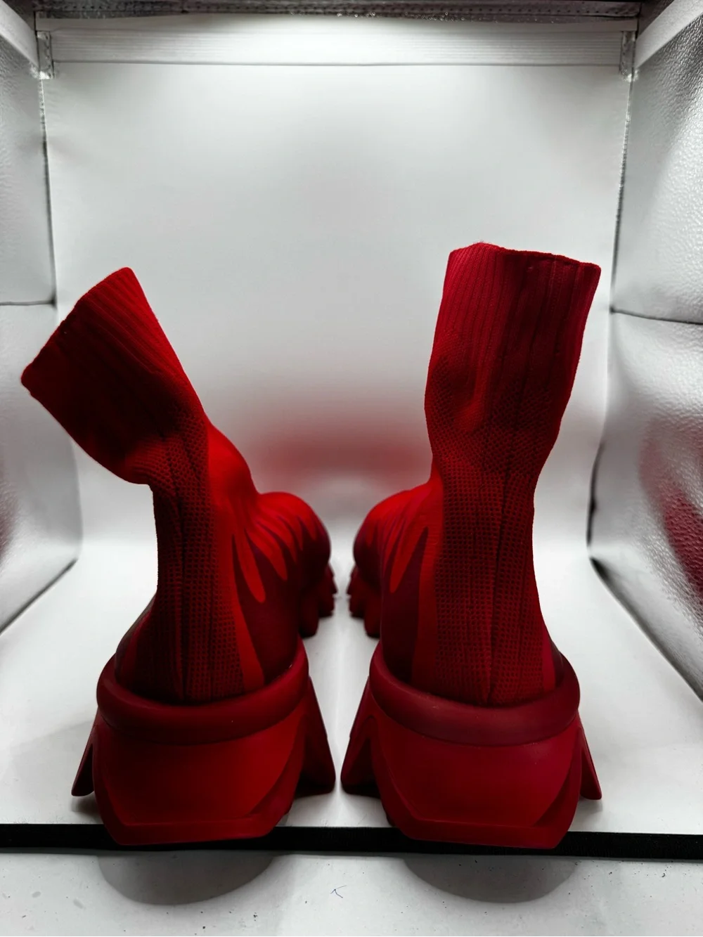 NEW Christian Louboutin Sharky Sock Knit Sneakers Red EU 44.5 US 11.5 Loubishark